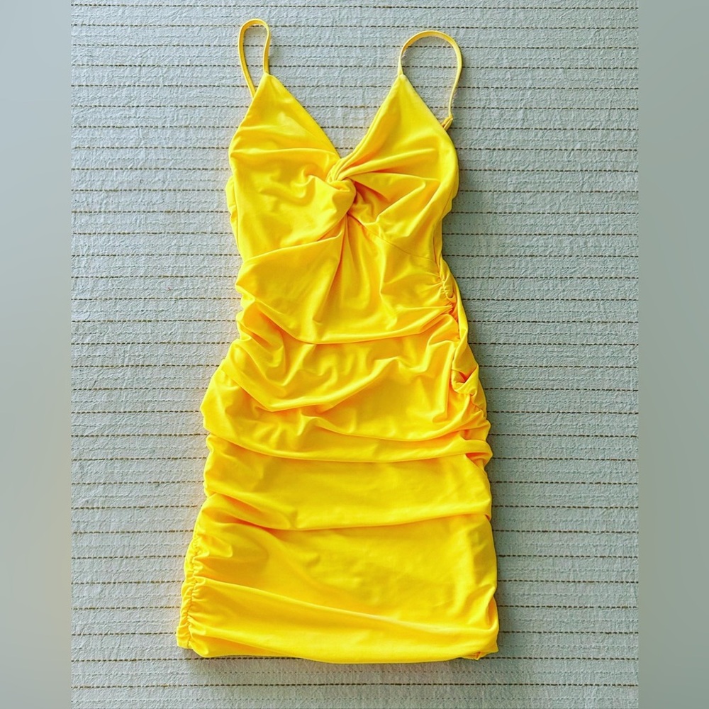 Tiger Mist neon yellow mini dress